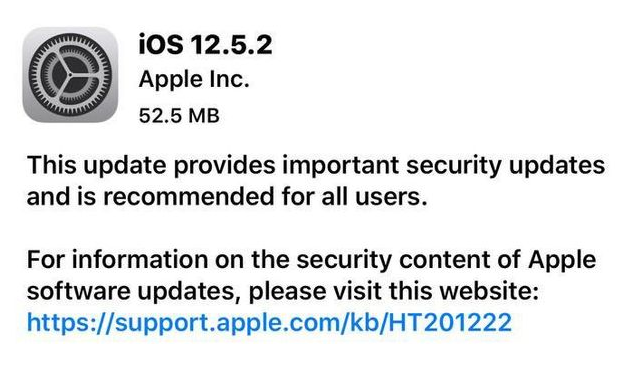 高州苹果手机维修分享iOS12.5.2发布，建议所有老苹果用户安装 